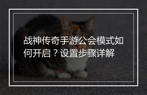 战神传奇手游公会模式如何开启？设置步骤详解