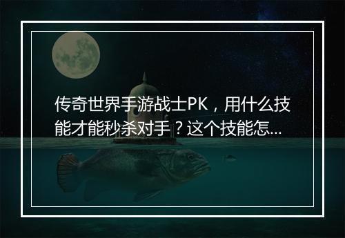传奇世界手游战士PK，用什么技能才能秒杀对手？这个技能怎么用？