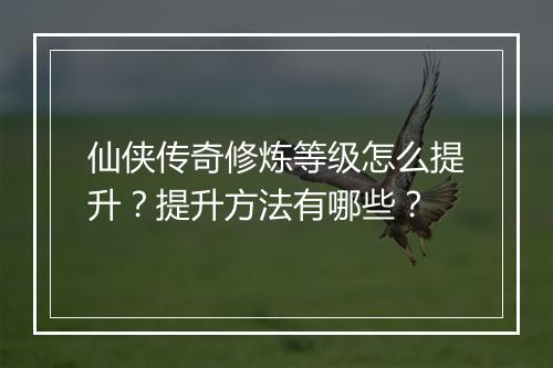 仙侠传奇修炼等级怎么提升？提升方法有哪些？