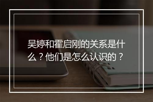 吴婷和霍启刚的关系是什么？他们是怎么认识的？