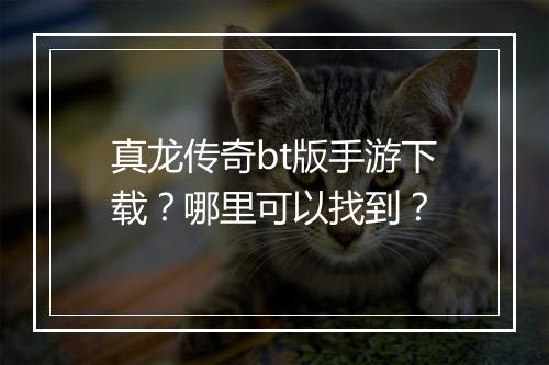 真龙传奇bt版手游下载？哪里可以找到？