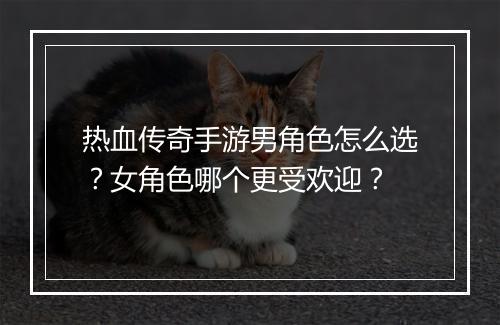 热血传奇手游男角色怎么选？女角色哪个更受欢迎？