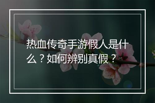 热血传奇手游假人是什么？如何辨别真假？