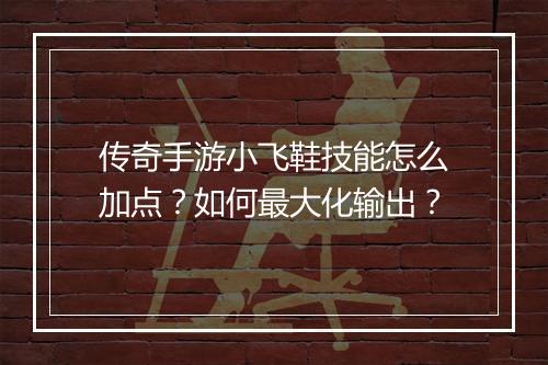传奇手游小飞鞋技能怎么加点？如何最大化输出？