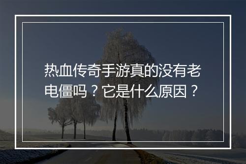 热血传奇手游真的没有老电僵吗？它是什么原因？