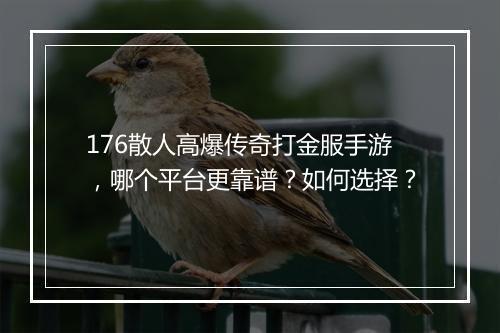 176散人高爆传奇打金服手游，哪个平台更靠谱？如何选择？