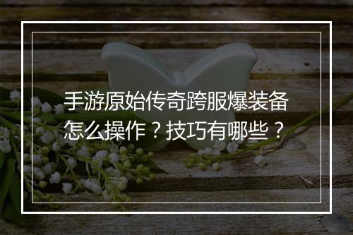 手游原始传奇跨服爆装备怎么操作？技巧有哪些？