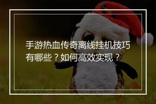 手游热血传奇离线挂机技巧有哪些？如何高效实现？