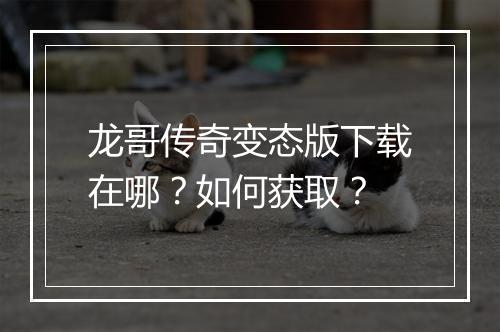 龙哥传奇变态版下载在哪？如何获取？