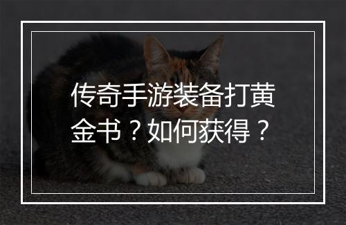 传奇手游装备打黄金书？如何获得？