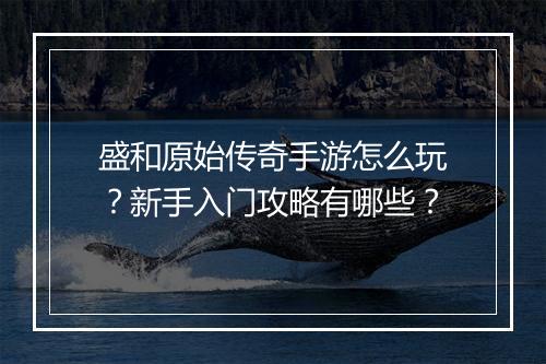 盛和原始传奇手游怎么玩？新手入门攻略有哪些？