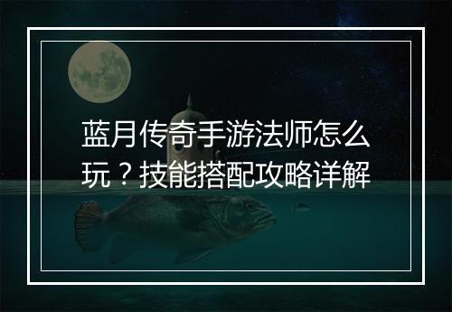 蓝月传奇手游法师怎么玩？技能搭配攻略详解