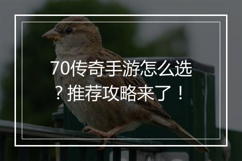 70传奇手游怎么选？推荐攻略来了！