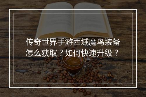 传奇世界手游西域魔鸟装备怎么获取？如何快速升级？