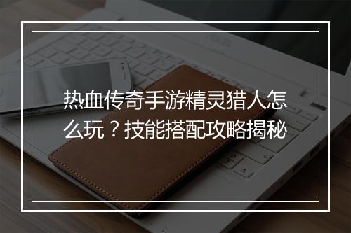 热血传奇手游精灵猎人怎么玩？技能搭配攻略揭秘
