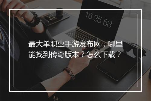 最大单职业手游发布网，哪里能找到传奇版本？怎么下载？