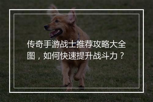 传奇手游战士推荐攻略大全图，如何快速提升战斗力？
