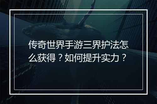 传奇世界手游三界护法怎么获得？如何提升实力？
