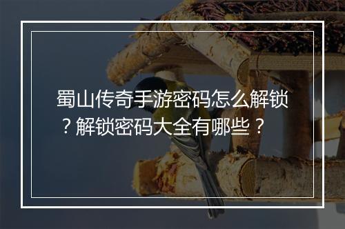 蜀山传奇手游密码怎么解锁？解锁密码大全有哪些？