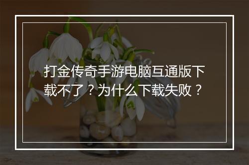 打金传奇手游电脑互通版下载不了？为什么下载失败？
