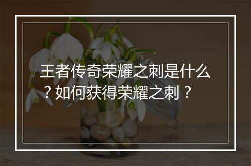王者传奇荣耀之刺是什么？如何获得荣耀之刺？