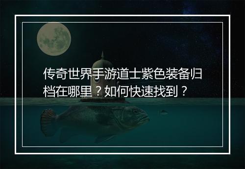 传奇世界手游道士紫色装备归档在哪里？如何快速找到？