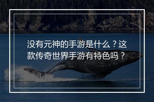 没有元神的手游是什么？这款传奇世界手游有特色吗？