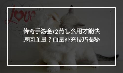 传奇手游金疮药怎么用才能快速回血量？血量补充技巧揭秘