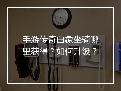 手游传奇白象坐骑哪里获得？如何升级？
