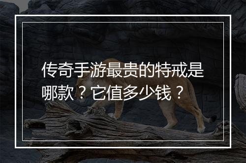 传奇手游最贵的特戒是哪款？它值多少钱？