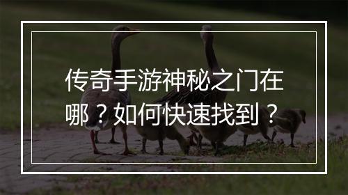 传奇手游神秘之门在哪？如何快速找到？