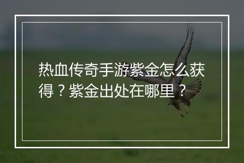 热血传奇手游紫金怎么获得？紫金出处在哪里？
