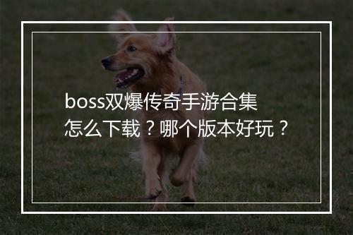 boss双爆传奇手游合集怎么下载？哪个版本好玩？