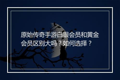 原始传奇手游白银会员和黄金会员区别大吗？如何选择？