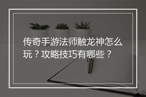 传奇手游法师触龙神怎么玩？攻略技巧有哪些？