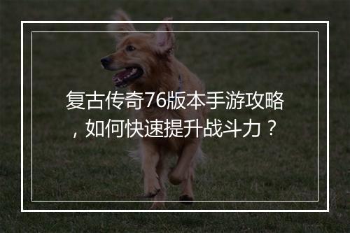 复古传奇76版本手游攻略，如何快速提升战斗力？