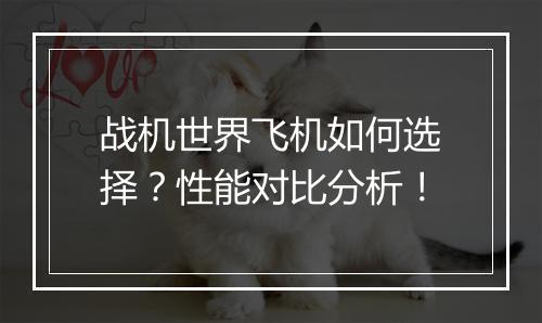 战机世界飞机如何选择？性能对比分析！
