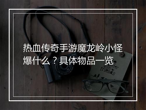 热血传奇手游魔龙岭小怪爆什么？具体物品一览