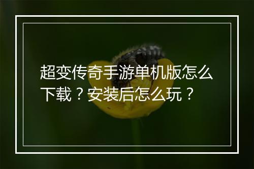 超变传奇手游单机版怎么下载？安装后怎么玩？