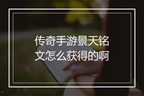 传奇手游景天铭文怎么获得的啊