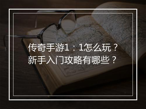 传奇手游1：1怎么玩？新手入门攻略有哪些？