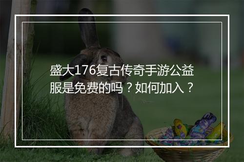 盛大176复古传奇手游公益服是免费的吗？如何加入？