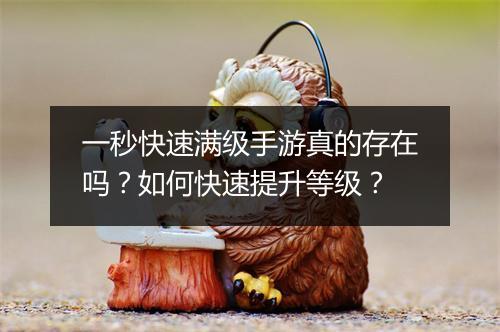 一秒快速满级手游真的存在吗？如何快速提升等级？