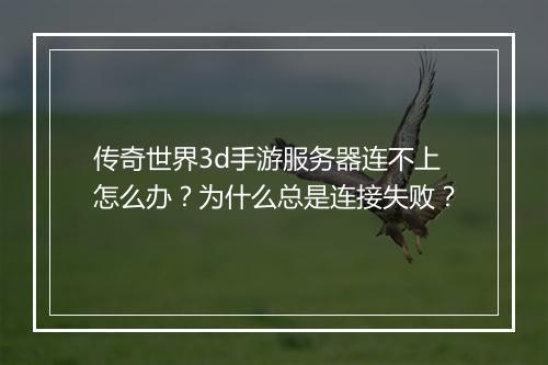 传奇世界3d手游服务器连不上怎么办？为什么总是连接失败？