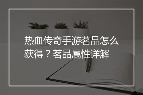 热血传奇手游茗品怎么获得？茗品属性详解