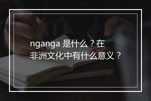 nganga 是什么？在非洲文化中有什么意义？