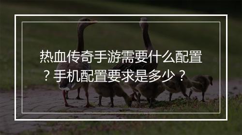 热血传奇手游需要什么配置？手机配置要求是多少？