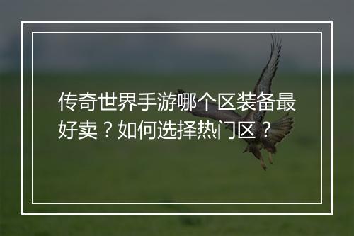 传奇世界手游哪个区装备最好卖？如何选择热门区？