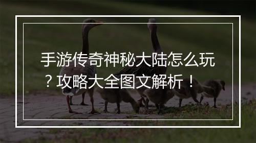 手游传奇神秘大陆怎么玩？攻略大全图文解析！