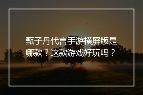 甄子丹代言手游横屏版是哪款？这款游戏好玩吗？